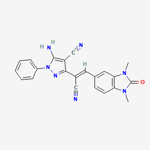 molecular formula C22H17N7O B3868197 5-amino-3-[1-cyano-2-(1,3-dimethyl-2-oxo-2,3-dihydro-1H-benzimidazol-5-yl)vinyl]-1-phenyl-1H-pyrazole-4-carbonitrile 