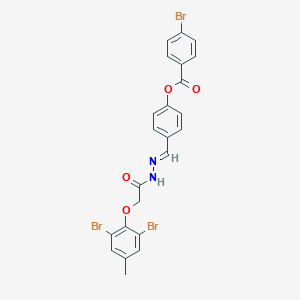 molecular formula C23H17Br3N2O4 B386822 4-({(E)-2-[2-(2,6-dibromo-4-methylphenoxy)acetyl]hydrazono}methyl)phenyl 4-bromobenzoate 