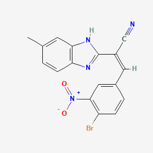 molecular formula C17H11BrN4O2 B3868228 3-(4-bromo-3-nitrophenyl)-2-(5-methyl-1H-benzimidazol-2-yl)acrylonitrile 