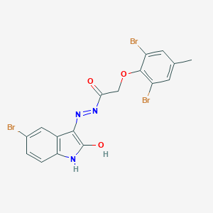 molecular formula C17H12Br3N3O3 B386823 N'-(5-bromo-2-oxo-1,2-dihydro-3H-indol-3-ylidene)-2-(2,6-dibromo-4-methylphenoxy)acetohydrazide 