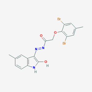 molecular formula C18H15Br2N3O3 B386824 2-(2,6-dibromo-4-methylphenoxy)-N'-(5-methyl-2-oxo-1,2-dihydro-3H-indol-3-ylidene)acetohydrazide 