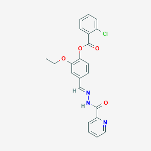 molecular formula C22H18ClN3O4 B3868241 2-ethoxy-4-[2-(2-pyridinylcarbonyl)carbonohydrazonoyl]phenyl 2-chlorobenzoate 