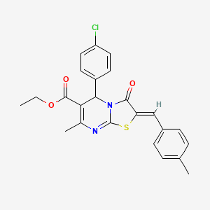 molecular formula C24H21ClN2O3S B3868279 ethyl 5-(4-chlorophenyl)-7-methyl-2-(4-methylbenzylidene)-3-oxo-2,3-dihydro-5H-[1,3]thiazolo[3,2-a]pyrimidine-6-carboxylate 