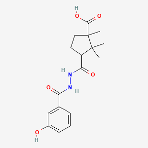 molecular formula C17H22N2O5 B3868354 3-{[2-(3-hydroxybenzoyl)hydrazino]carbonyl}-1,2,2-trimethylcyclopentanecarboxylic acid 