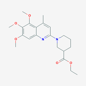 molecular formula C21H28N2O5 B3868377 ethyl 1-(5,6,7-trimethoxy-4-methyl-2-quinolinyl)-3-piperidinecarboxylate 