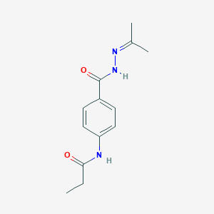 molecular formula C13H17N3O2 B386840 N-(4-{[2-(1-methylethylidene)hydrazino]carbonyl}phenyl)propanamide 