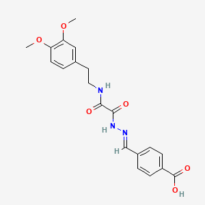 molecular formula C20H21N3O6 B3868498 4-{2-[{[2-(3,4-dimethoxyphenyl)ethyl]amino}(oxo)acetyl]carbonohydrazonoyl}benzoic acid 