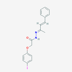 molecular formula C18H17IN2O2 B386853 2-(4-Iodophenoxy)-N'-(1-styrylethylidene)acethydrazide 