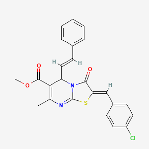 molecular formula C24H19ClN2O3S B3868625 methyl 2-(4-chlorobenzylidene)-7-methyl-3-oxo-5-(2-phenylvinyl)-2,3-dihydro-5H-[1,3]thiazolo[3,2-a]pyrimidine-6-carboxylate 