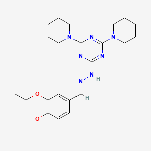 molecular formula C23H33N7O2 B3868664 3-ethoxy-4-methoxybenzaldehyde (4,6-di-1-piperidinyl-1,3,5-triazin-2-yl)hydrazone 