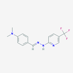 molecular formula C15H15F3N4 B3868684 4-(dimethylamino)benzaldehyde [5-(trifluoromethyl)-2-pyridinyl]hydrazone 