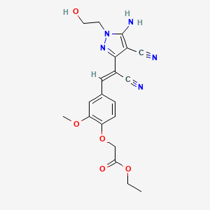 molecular formula C20H21N5O5 B3868719 ethyl (4-{2-[5-amino-4-cyano-1-(2-hydroxyethyl)-1H-pyrazol-3-yl]-2-cyanovinyl}-2-methoxyphenoxy)acetate 