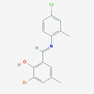 molecular formula C15H13BrClNO B386873 2-Bromo-6-{[(4-chloro-2-methylphenyl)imino]methyl}-4-methylphenol 