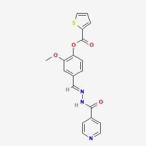 molecular formula C19H15N3O4S B3868736 4-(2-isonicotinoylcarbonohydrazonoyl)-2-methoxyphenyl 2-thiophenecarboxylate 