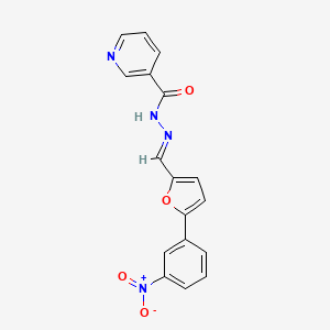 molecular formula C17H12N4O4 B3868764 N'-{[5-(3-nitrophenyl)-2-furyl]methylene}nicotinohydrazide 