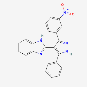 molecular formula C22H15N5O2 B3868815 2-[5-(3-nitrophenyl)-3-phenyl-1H-pyrazol-4-yl]-1H-benzimidazole 