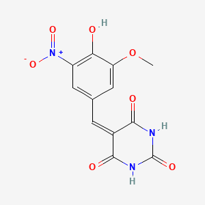 molecular formula C12H9N3O7 B3868834 5-(4-hydroxy-3-methoxy-5-nitrobenzylidene)-2,4,6(1H,3H,5H)-pyrimidinetrione 