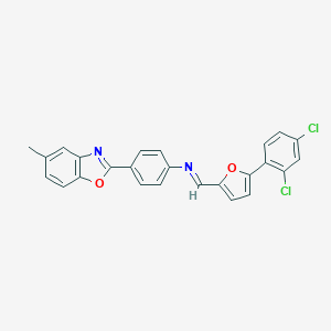 N-{[5-(2,4-dichlorophenyl)-2-furyl]methylene}-N-[4-(5-methyl-1,3-benzoxazol-2-yl)phenyl]amine