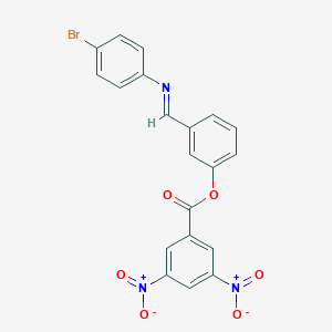 molecular formula C20H12BrN3O6 B386897 3-{[(4-Bromophenyl)imino]methyl}phenyl 3,5-bisnitrobenzoate 