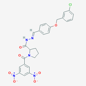 molecular formula C26H22ClN5O7 B386904 N'-{4-[(3-chlorobenzyl)oxy]benzylidene}-1-(3,5-dinitrobenzoyl)pyrrolidine-2-carbohydrazide 
