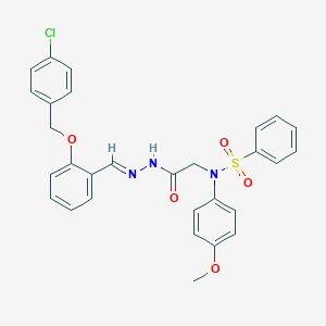 molecular formula C29H26ClN3O5S B386905 N~1~-{2-[2-((E)-1-{2-[(4-chlorobenzyl)oxy]phenyl}methylidene)hydrazino]-2-oxoethyl}-N~1~-(4-methoxyphenyl)-1-benzenesulfonamide 