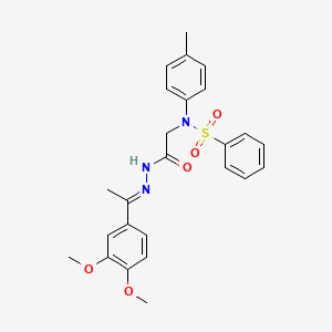 molecular formula C25H27N3O5S B3869053 N-(2-{2-[1-(3,4-dimethoxyphenyl)ethylidene]hydrazino}-2-oxoethyl)-N-(4-methylphenyl)benzenesulfonamide 