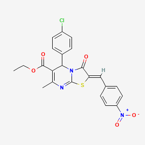 molecular formula C23H18ClN3O5S B3869060 ethyl 5-(4-chlorophenyl)-7-methyl-2-(4-nitrobenzylidene)-3-oxo-2,3-dihydro-5H-[1,3]thiazolo[3,2-a]pyrimidine-6-carboxylate 