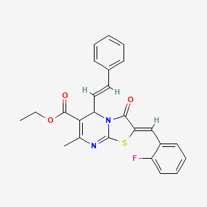 molecular formula C25H21FN2O3S B3869063 ethyl 2-(2-fluorobenzylidene)-7-methyl-3-oxo-5-(2-phenylvinyl)-2,3-dihydro-5H-[1,3]thiazolo[3,2-a]pyrimidine-6-carboxylate 