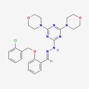 molecular formula C25H28ClN7O3 B3869085 2-[(2-chlorobenzyl)oxy]benzaldehyde (4,6-di-4-morpholinyl-1,3,5-triazin-2-yl)hydrazone 