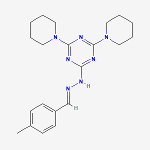 molecular formula C21H29N7 B3869216 4-methylbenzaldehyde (4,6-di-1-piperidinyl-1,3,5-triazin-2-yl)hydrazone 