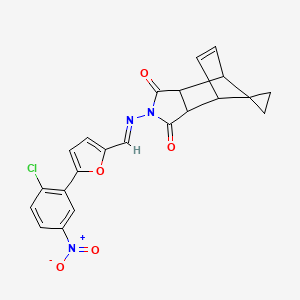 molecular formula C22H16ClN3O5 B3869259 4'-({[5-(2-chloro-5-nitrophenyl)-2-furyl]methylene}amino)-4'-azaspiro[cyclopropane-1,10'-tricyclo[5.2.1.0~2,6~]decane]-8'-ene-3',5'-dione 