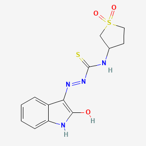 molecular formula C13H14N4O3S2 B3869267 1H-indole-2,3-dione 3-[N-(1,1-dioxidotetrahydro-3-thienyl)thiosemicarbazone] 