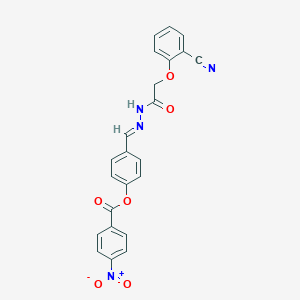 molecular formula C23H16N4O6 B386927 4-{2-[(2-Cyanophenoxy)acetyl]carbohydrazonoyl}phenyl 4-nitrobenzoate 
