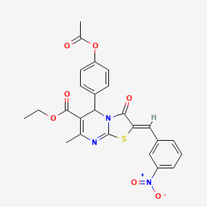 molecular formula C25H21N3O7S B3869284 ethyl 5-[4-(acetyloxy)phenyl]-7-methyl-2-(3-nitrobenzylidene)-3-oxo-2,3-dihydro-5H-[1,3]thiazolo[3,2-a]pyrimidine-6-carboxylate 