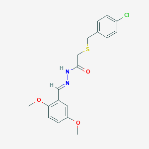 molecular formula C18H19ClN2O3S B386933 2-[(4-chlorobenzyl)sulfanyl]-N'-(2,5-dimethoxybenzylidene)acetohydrazide 