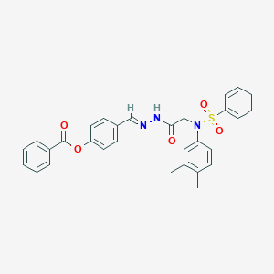 4-[((E)-2-{2-[3,4-dimethyl(phenylsulfonyl)anilino]acetyl}hydrazono)methyl]phenyl benzoate