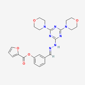 molecular formula C23H25N7O5 B3869349 3-[2-(4,6-di-4-morpholinyl-1,3,5-triazin-2-yl)carbonohydrazonoyl]phenyl 2-furoate 