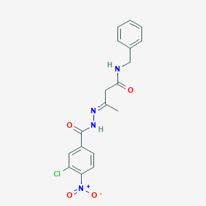 molecular formula C18H17ClN4O4 B386940 N-benzyl-3-({3-chloro-4-nitrobenzoyl}hydrazono)butanamide 