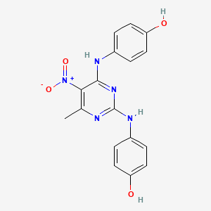 molecular formula C17H15N5O4 B3869438 4,4'-[(6-methyl-5-nitro-2,4-pyrimidinediyl)diimino]diphenol 
