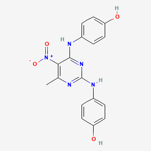 molecular formula C17H15N5O4 B3869438 4-[[2-(4-hydroxyanilino)-6-methyl-5-nitropyrimidin-4-yl]amino]phenol 