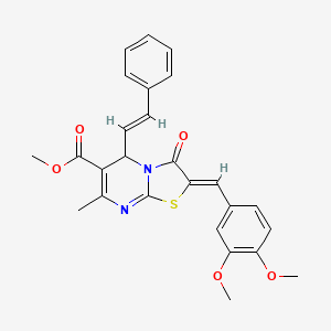 molecular formula C26H24N2O5S B3869446 methyl 2-(3,4-dimethoxybenzylidene)-7-methyl-3-oxo-5-(2-phenylvinyl)-2,3-dihydro-5H-[1,3]thiazolo[3,2-a]pyrimidine-6-carboxylate 