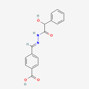 molecular formula C16H14N2O4 B3869478 4-{2-[hydroxy(phenyl)acetyl]carbonohydrazonoyl}benzoic acid 