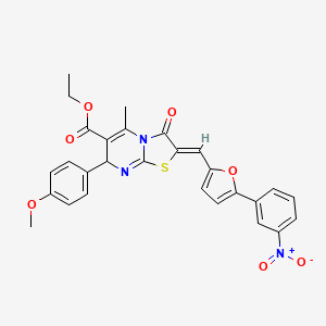 molecular formula C28H23N3O7S B3869480 ethyl 7-(4-methoxyphenyl)-5-methyl-2-{[5-(3-nitrophenyl)-2-furyl]methylene}-3-oxo-2,3-dihydro-7H-[1,3]thiazolo[3,2-a]pyrimidine-6-carboxylate 
