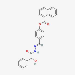 molecular formula C26H20N2O4 B3869481 4-{2-[hydroxy(phenyl)acetyl]carbonohydrazonoyl}phenyl 1-naphthoate 