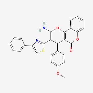 molecular formula C28H20N2O4S B3869544 2-amino-4-(4-methoxyphenyl)-3-(4-phenyl-1,3-thiazol-2-yl)-4H,5H-pyrano[3,2-c]chromen-5-one 