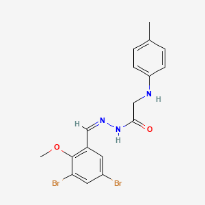 molecular formula C17H17Br2N3O2 B3869545 N'-(3,5-dibromo-2-methoxybenzylidene)-2-[(4-methylphenyl)amino]acetohydrazide 
