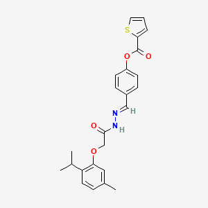4-{2-[(2-isopropyl-5-methylphenoxy)acetyl]carbonohydrazonoyl}phenyl 2-thiophenecarboxylate