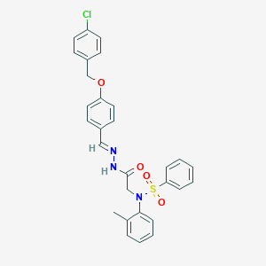 molecular formula C29H26ClN3O4S B386956 N-[2-(2-{4-[(4-chlorobenzyl)oxy]benzylidene}hydrazino)-2-oxoethyl]-N-(2-methylphenyl)benzenesulfonamide 