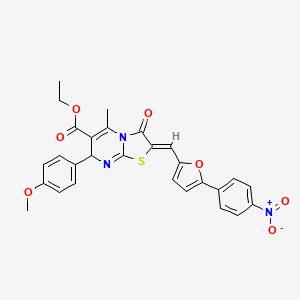 molecular formula C28H23N3O7S B3869588 ethyl 7-(4-methoxyphenyl)-5-methyl-2-{[5-(4-nitrophenyl)-2-furyl]methylene}-3-oxo-2,3-dihydro-7H-[1,3]thiazolo[3,2-a]pyrimidine-6-carboxylate 