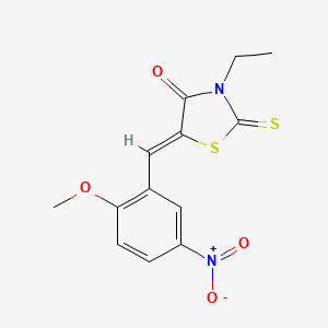 molecular formula C13H12N2O4S2 B3869623 3-ethyl-5-(2-methoxy-5-nitrobenzylidene)-2-thioxo-1,3-thiazolidin-4-one 